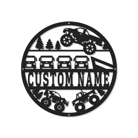 Panneau Personnalisé de Monster Truck | Art Murale Métallique LED | Décoration de Garage 4x4 sur Mesure pour Cave à Vin | Cadeau d'Aventure Tout-Terrain