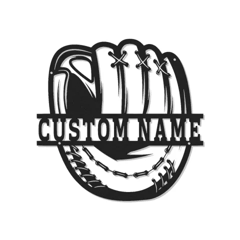 Cartel de metal LED personalizado para guante de béisbol, regalo para aficionados al béisbol, decoración de habitación deportiva