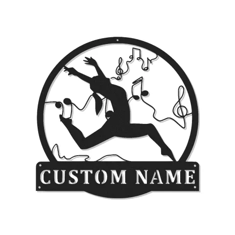 Insegna in metallo personalizzata con ballerino e note musicali retroilluminata regalo per amanti della danza decorazione per studio o camera da letto