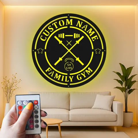 Custom Gym Sign with LED | Personalized Metal Wall Art for Home Gym & Fitness Studio | Workout Room Decor Gift alternate view