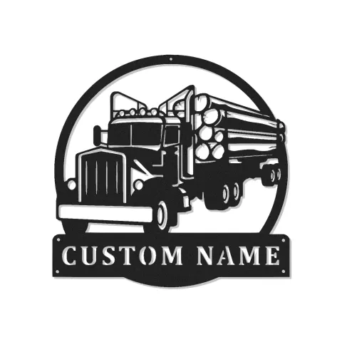 Personalisierte Logging Truck Metallschild | LED Wandkunst | Geschenk für Trucker | Männerhöhlen & Garagen Dekor