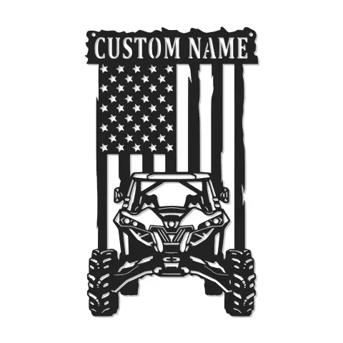 Custom ATV American Flag Led Light Metal Wall Art Personalized Gift for Off-Road Enthusiasts Garage or Man Cave Decor
