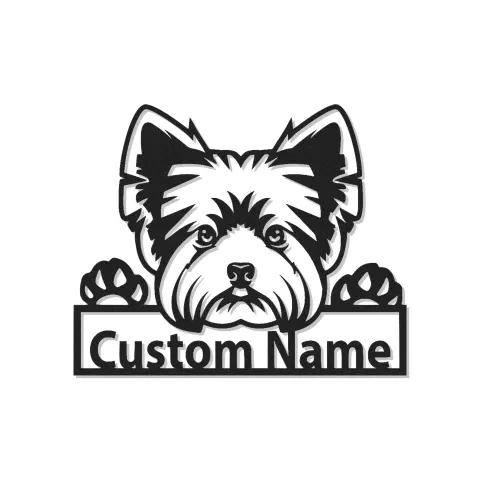Cartel de metal LED personalizado de Yorkie, regalo para amantes de los perros, decoración para la sala de estar 1
