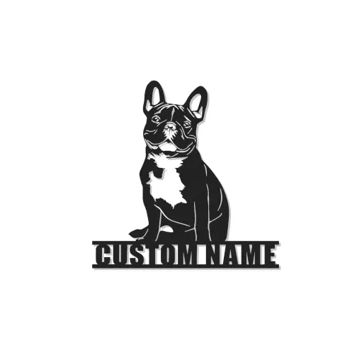 Panneau LED personnalisé de Bulldog Français | Décoration murale en métal personnalisée | Cadeau commémoratif pour amoureux des chiens pour la maison et le décor du salon