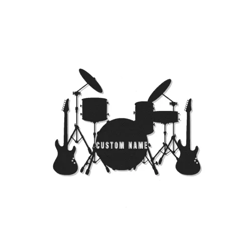 Custom Drum Set Led Light Metal Wall Art Personalized Musician Gift Studio or Music Room Decor 2