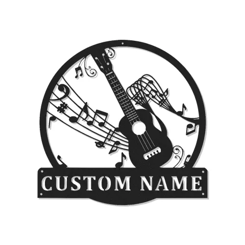 Décoration murale en métal LED guitare personnalisée | Enseigne musicien avec nom | Déco de salle de musique et studio