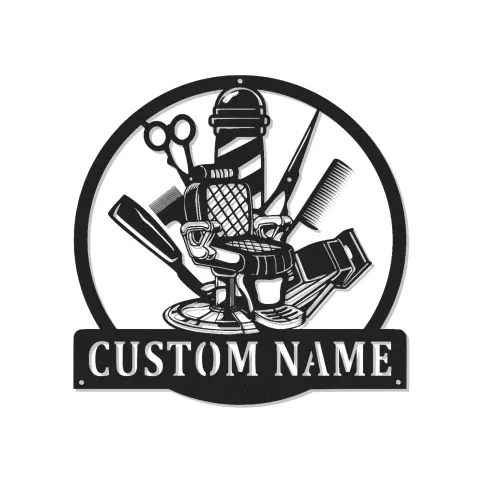 Insegna in metallo LED per Barber Shop Personalizzata Regalo per Barbieri Decorazione per Salone con Nome