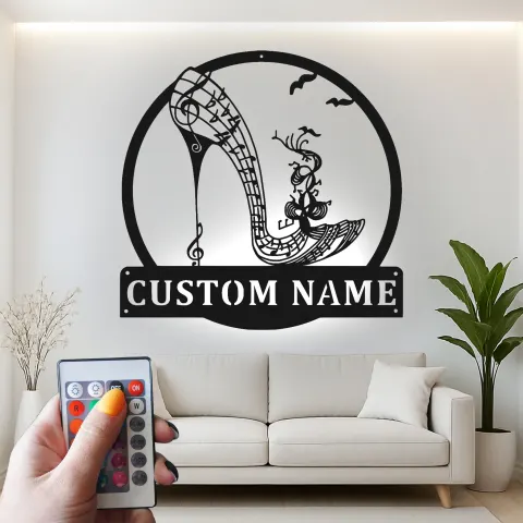 Personalisierte High Heel LED Tafel | Metall Musiknote Wandkunst | Individuelle Dekoration für Salon oder Boutique | Geschenk für Mode-Liebhaber alternative Ansicht