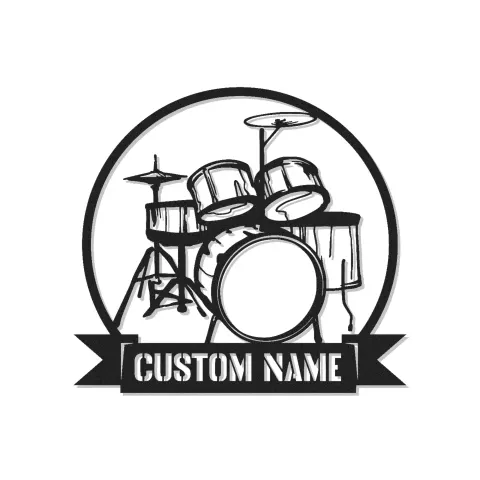 Custom Drum Set Led Light Metal Wall Art Personalized Musician Gift Studio or Music Room Decor 3