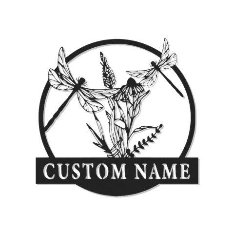 Custom Dragonfly and Wildflower Led Light Metal Wall Art Personalized Nature Lover Gift Bedroom or Living Room Decor