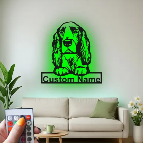 Vista alternativa de Cartel de metal LED personalizado de Cocker Spaniel - Regalo para amantes de los perros - Decoración para el salón