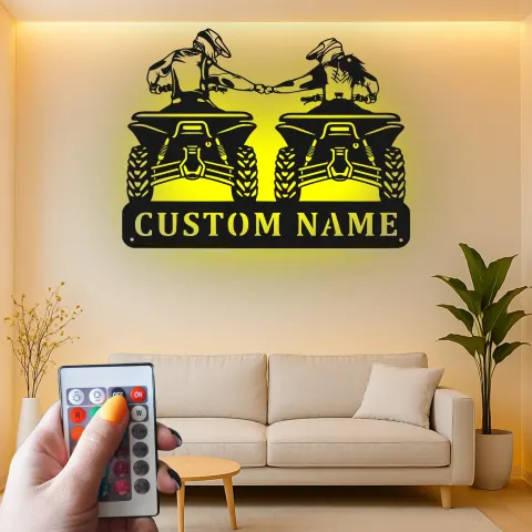 Custom ATV Rider Led Light Metal Wall Art Personalized Gift for Off-Road Enthusiasts Garage or Man Cave Decor 2 alternate view