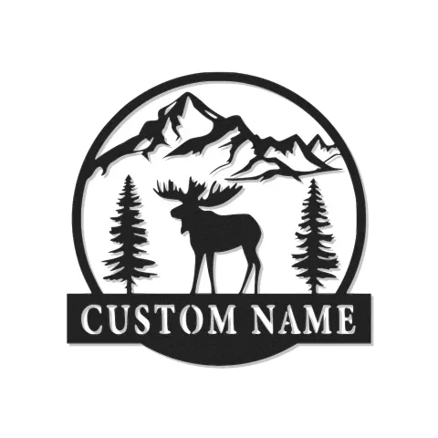 Personalisierte Elch-Metalltafel | LED-Wandkunst für Hütten-Dekor | Rustikales Berg-Lodge & Jäger-Geschenk