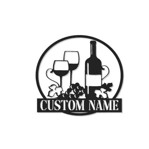 Personalisierte LED-beleuchtete Metall-Wandkunst mit Weinflasche und Gläsern – Geschenk für Weinliebhaber für Küche oder Bar