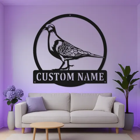 Vue alternative de Panneau LED Pigeon Personnalisé | Art en Métal Oiseau sur Mesure | Décoration de Jardin et Patio pour Amateurs d'Oiseaux