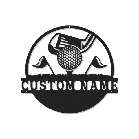 Insegna con nome da golf su misura con luci LED | Arte murale in metallo personalizzata | Regalo per golfista | Decorazione per man cave e sports bar