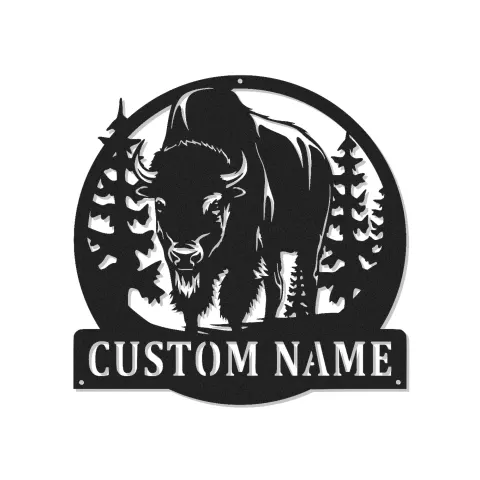 Décoration murale en métal LED personnalisée Bison Cadeau faunique pour les amoureux de la nature Décor de chalet rustique