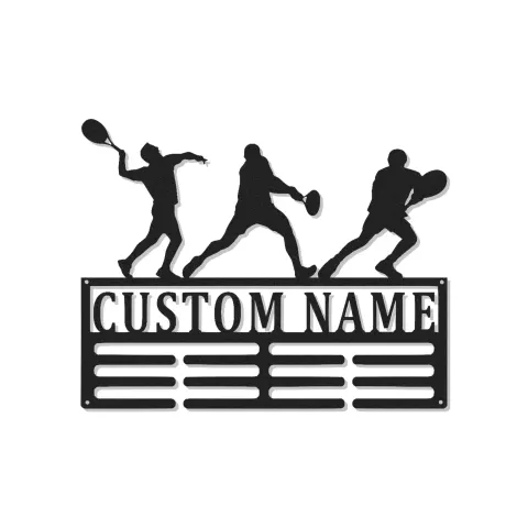 Insegna in metallo personalizzata per giocatore di tennis | Arte murale LED con nome personalizzato | Decorazione per stanza sportiva per atleta, allenatore