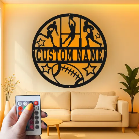 Vista alternativa de Cartel LED Personalizado de Fútbol | Decoración Mural de Metal Personalizada | Decoración para Habitaciones de Adolescentes y Regalo para Atletas