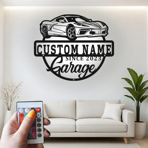 Custom Sports Car Led Light Metal Wall Art Personalized Garage Gift for Car Enthusiasts Man Cave Decor 2 alternate view