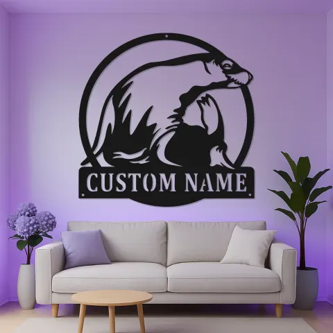 Vue alternative de Art Murale en Métal Lion de Mer LED | Panneau Décoratif Personnalisé Côtier | Cadeau Maison de Plage Marine