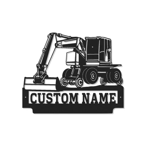 Custom Excavator Led Light Metal Wall Art Construction Gift for Him Garage or Workshop Decor 3