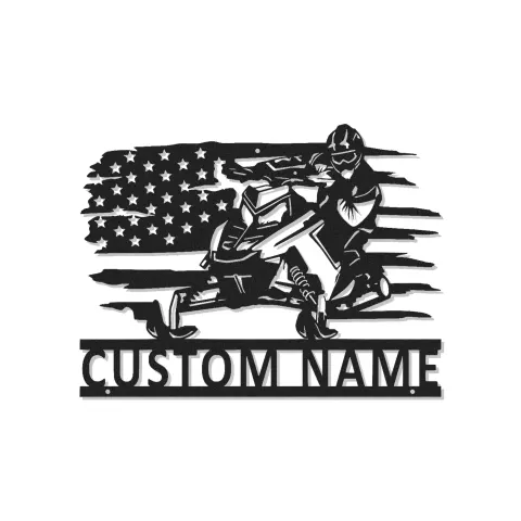 Custom Snowmobile Rider Metal Sign | Personalized LED Wall Art | Winter Sports Gift for Riders & Garage Decor