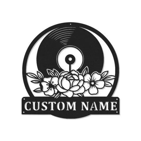 Décoration murale en métal personnalisée avec rétroéclairage LED en forme de disque vinyle pour les amoureux de la musique 1