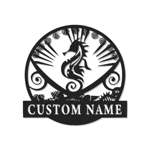 Décoration Murale Métal Hippocampe Personnalisée | Décor Nautique Rétroéclairé | Cadeau Personnalisé pour Maison Côtière & Maison de Plage