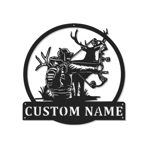 Insegna in metallo personalizzata con LED per cacciatori di archi, regalo personalizzato per appassionati di tiro con l'arco, decorazione per man cave o cabin