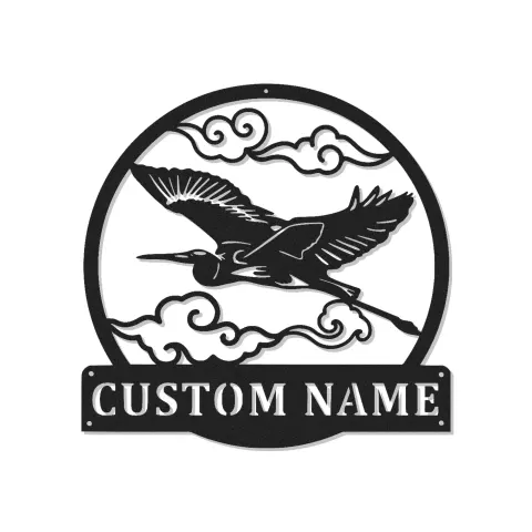 Personalized Heron LED Sign | Custom Metal Wall Art | Outdoor Garden & Patio Decor | Japandi Nature Lover Gift