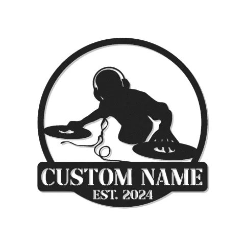 Personalisierte LED-Metall-Wandkunst mit DJ-Plattenspieler – Geschenk für Musikliebhaber, Deko für Studio oder Spielzimmer