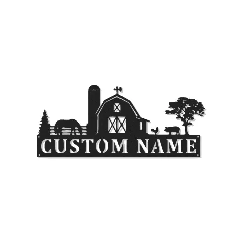 Custom Farm Scene Led Light Metal Wall Art Personalized Barnyard Gift Rustic Home Decor for Farmhouse