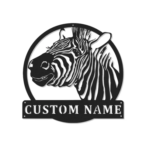 Décoration murale en métal LED personnalisée avec zèbre - Cadeau safari pour les amoureux des animaux