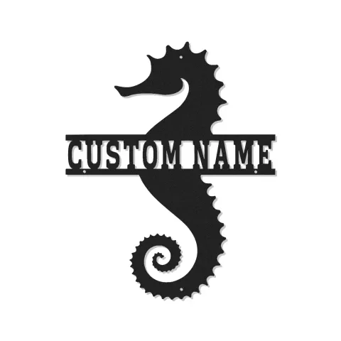 Panneau Métal LED Hippocampe Personnalisé | Décoration Murale Nautique Personnalisée | Décor Maison de Plage & Cadeau pour Amoureux de l'Océan