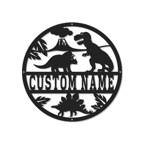 Cartel de metal LED de dinosaurio personalizado para regalo de habitación infantil, decoración de guardería para amantes de los dinosaurios