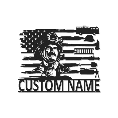 Cartel de Metal de Bombero Personalizado con LED | Arte Mural LED Patriótico de Bandera Americana para Regalo de Bombero