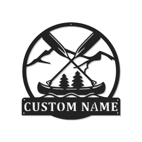 Cartel de metal personalizado con luz LED de aventura en canoa, regalo para entusiastas del aire libre, decoración para cabañas