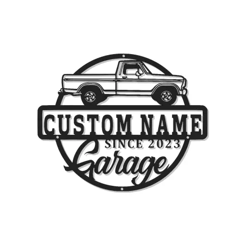Personalisierte LED-Lichtsignatur für Lkw | Metall-Wandkunst für die Garage | Vintage Man Cave Dekor | Geschenk für Auto-Enthusiasten