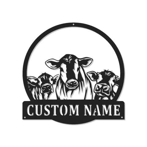 Custom Cow Family Led Light Metal Wall Art Farmhouse Gift for Farmers Rustic Kitchen or Barn Decor