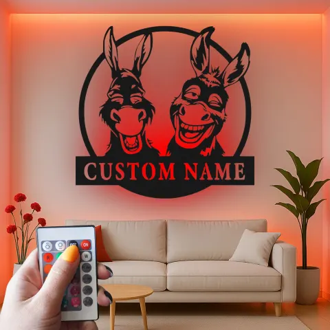 Vue alternative de Décoration murale en métal personnalisée avec duo de ânes