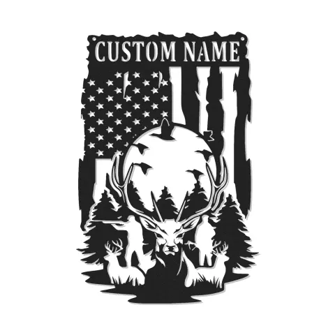 Cartel de metal personalizado con luz LED para caza de ciervos, regalo personalizado para cazadores, decoración rústica de cabaña