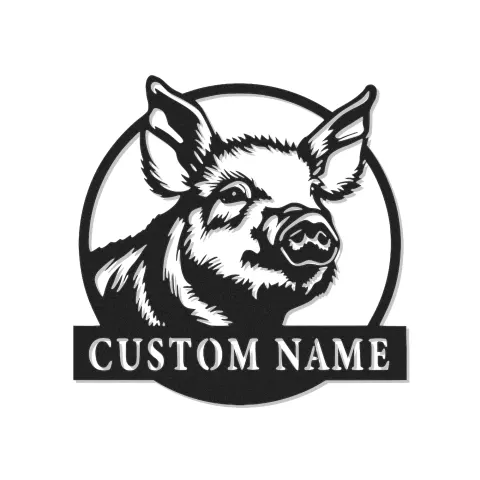 Personalized Pig Metal Sign | LED Farmhouse Kitchen Decor | Custom Rustic Wall Art for Barn or Home Gift