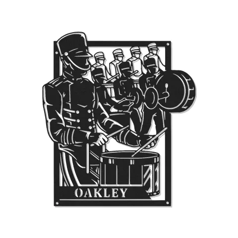 Décoration murale en métal personnalisée pour batteur | Enseigne en métal pour fanfare | Cadeau pour percussionniste et décoration de salle de musique