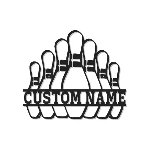 Custom Bowling Pins Led Light Metal Wall Art Personalized Gift for Bowlers Game Room Decor