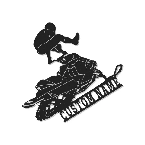 Personalized Snowmobile Metal Art | LED Extreme Sports Sign | Custom Name Wall Decor for Garage | Snowmobiler Gift