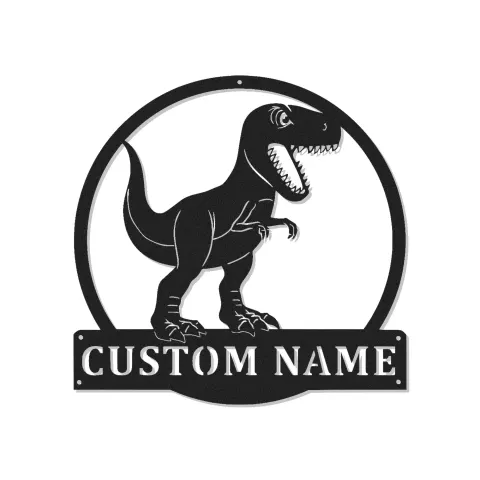 Décoration murale en métal personnalisée T-Rex dinosaure avec rétroéclairage LED - Cadeau pour la chambre d'enfants ou la salle de jeux