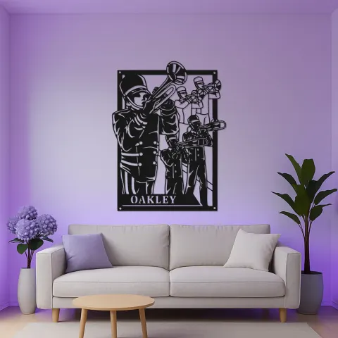 Personalisierte LED-Schild für Trompeter | Individuelle Marching Band Metallkunst | Geschenk für Musiker | Wanddekoration für Bandräume & Studios alternative Ansicht