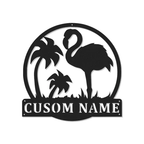 Cartel LED de flamenco personalizado | Arte mural de metal personalizado | Decoración tropical para patio y salón