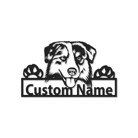 Décoration murale en métal personnalisée Berger Australien avec Rétroéclairage - Cadeau pour Amoureux des Chiens